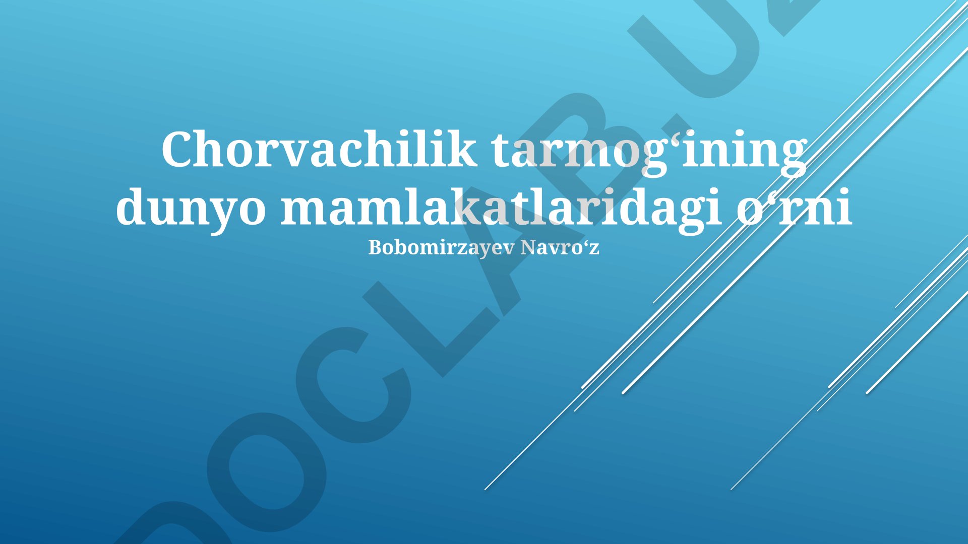 Chorvachilik tarmogʻining dunyo mamlakatlaridagi oʻrni va parranda goʻshti sanoati