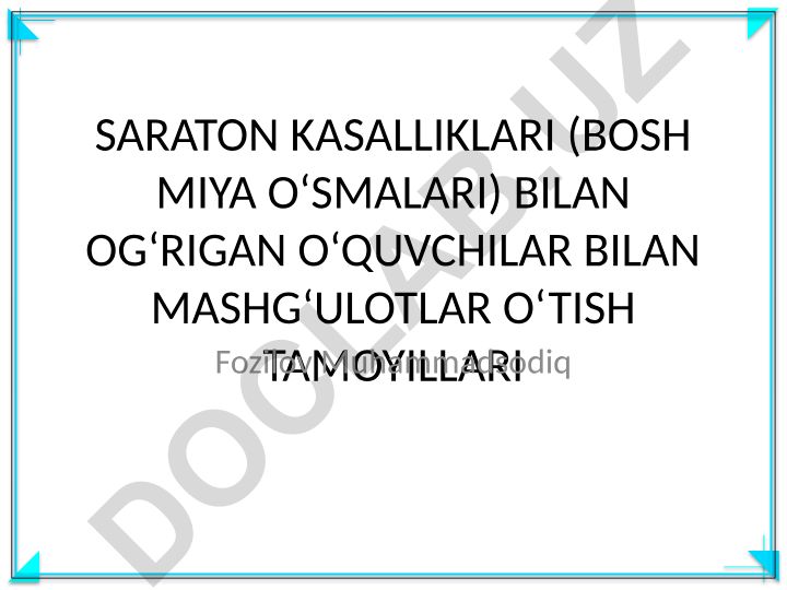 Saratonda og'rigan o'quvchilar bilan mashg'ulot o'tish tamoyillari