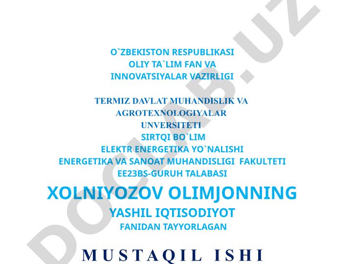 Yashil iqtisodiyot va barqaror rivojlanish