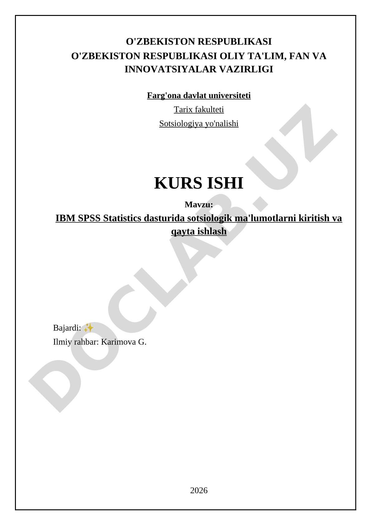 IBM SPSS Statistics dasturida sotsiologik ma'lumotlarni kiritish va qayta ishlash