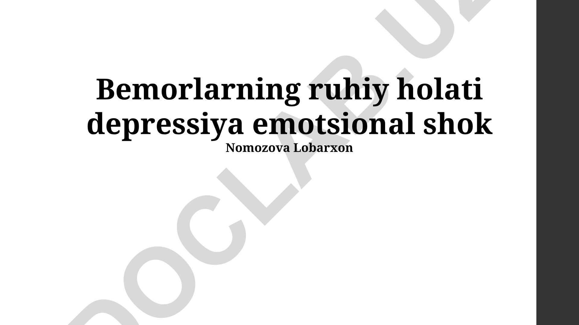 Bemorlarning ruhiy holati: depressiya va emotsional shok