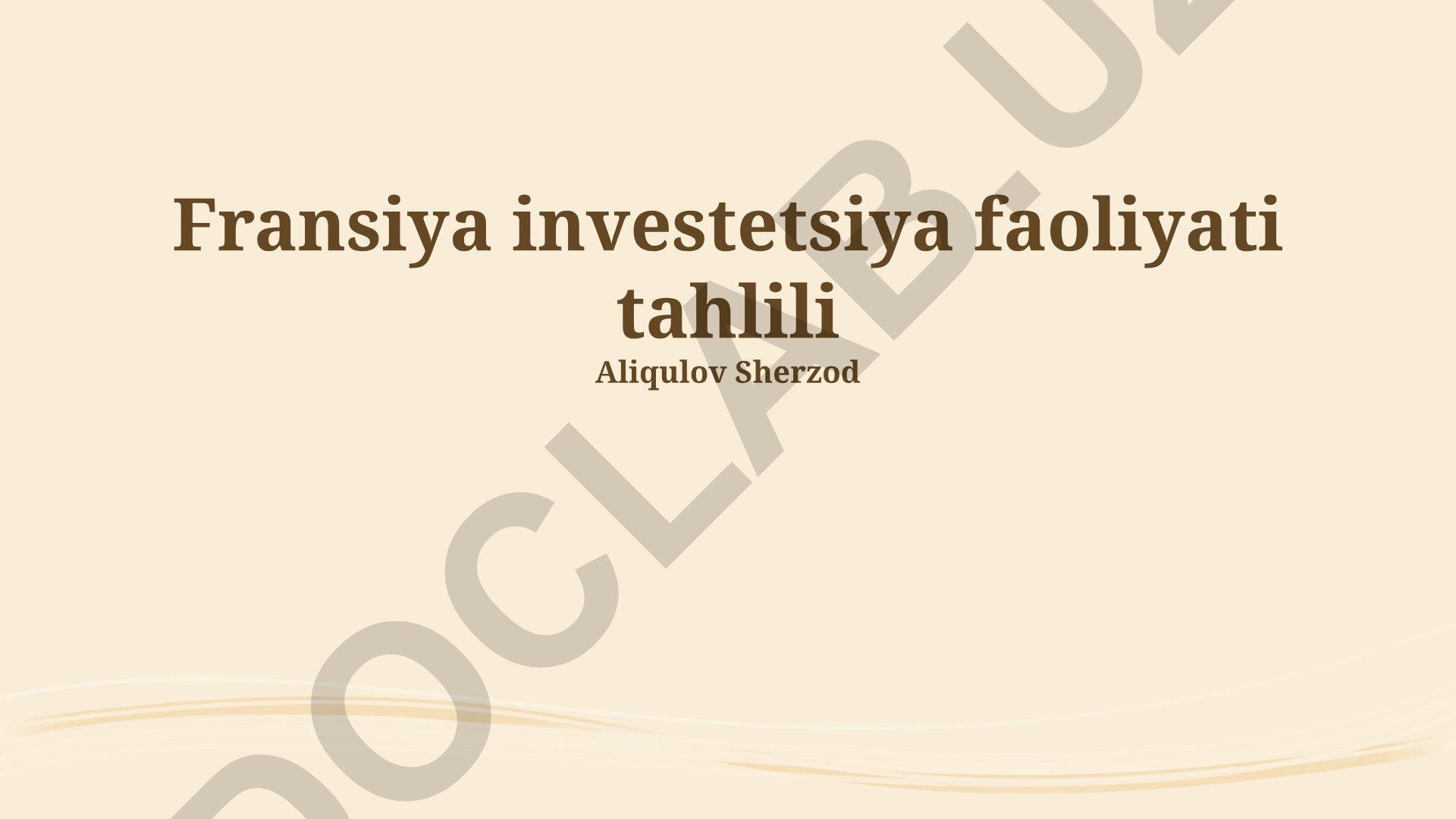 Fransiya investitsiya faoliyati tahlili