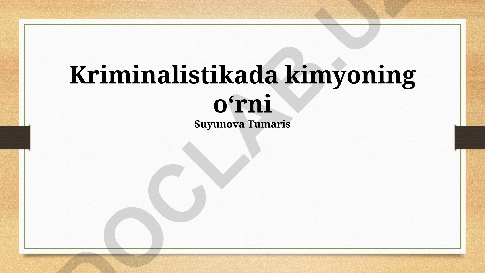 Kriminalistikada kimyoning oʻrni