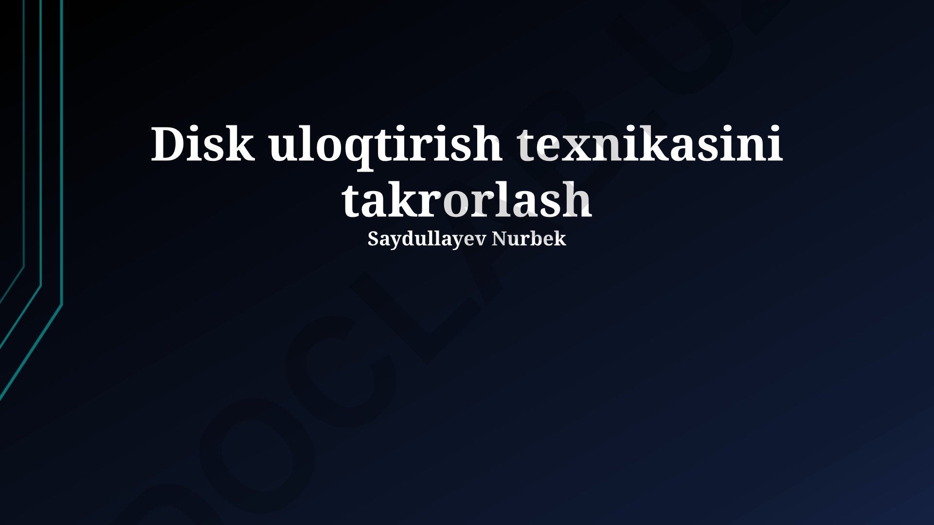Disk uloqtirish texnikasini takrorlash va yaxshilash
