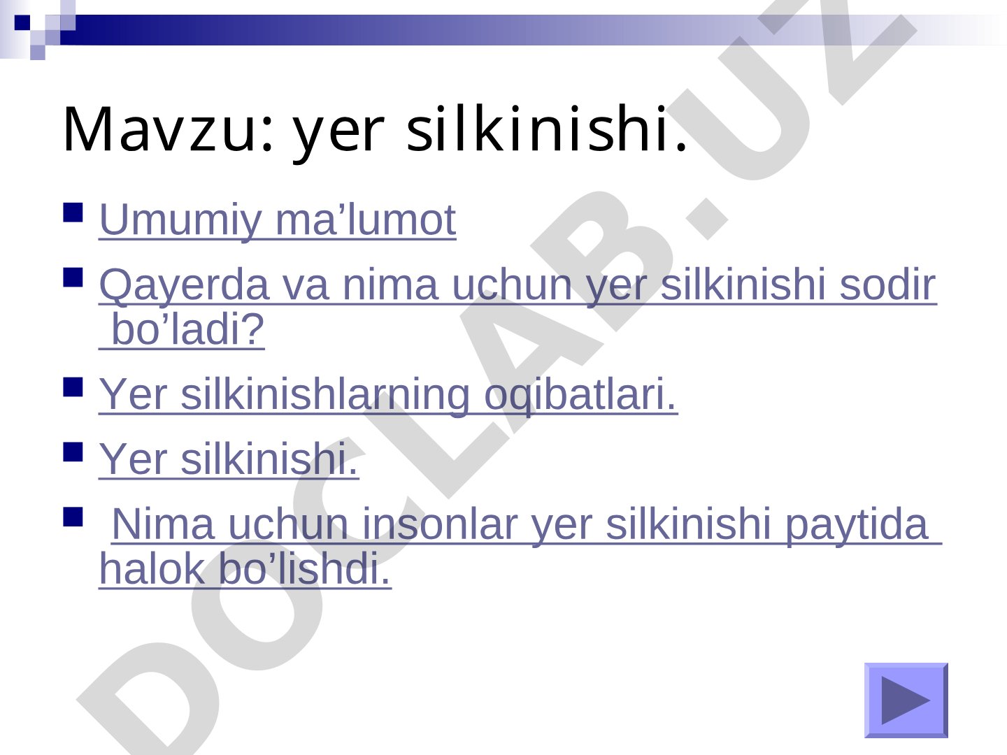 Yer silkinishi haqida umumiy ma'lumot