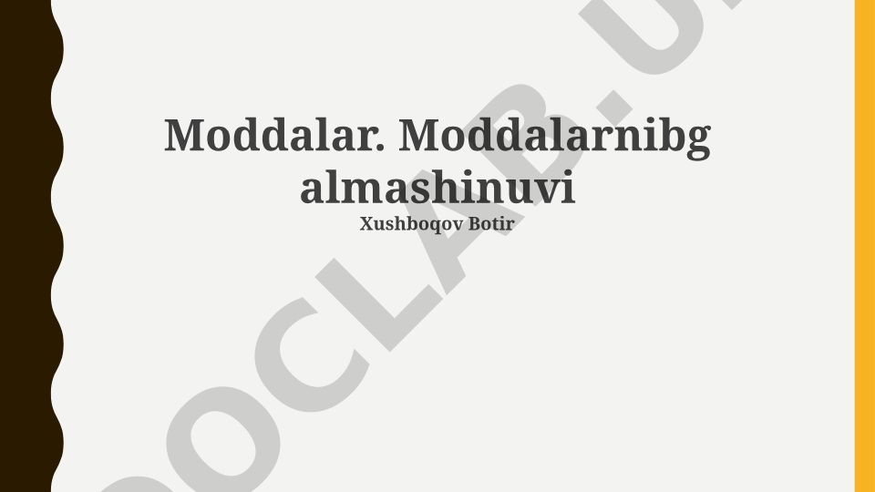 Moddalar almashinuvi va ekologik muvozanat