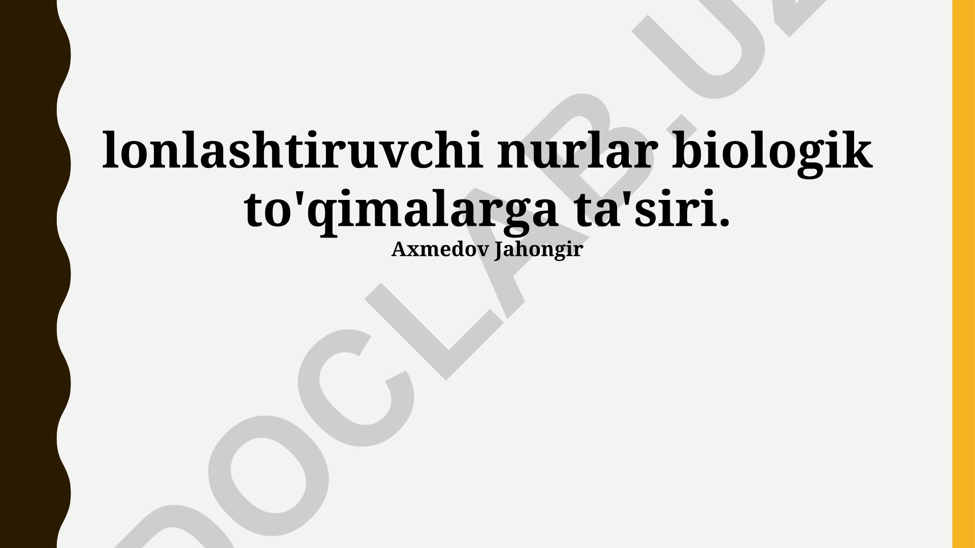Ionlashtiruvchi nurlarning biologik to'qimalarga ta'siri