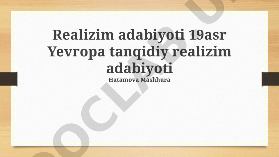 19-asr Yevropa tanqidiy realizm adabiyoti