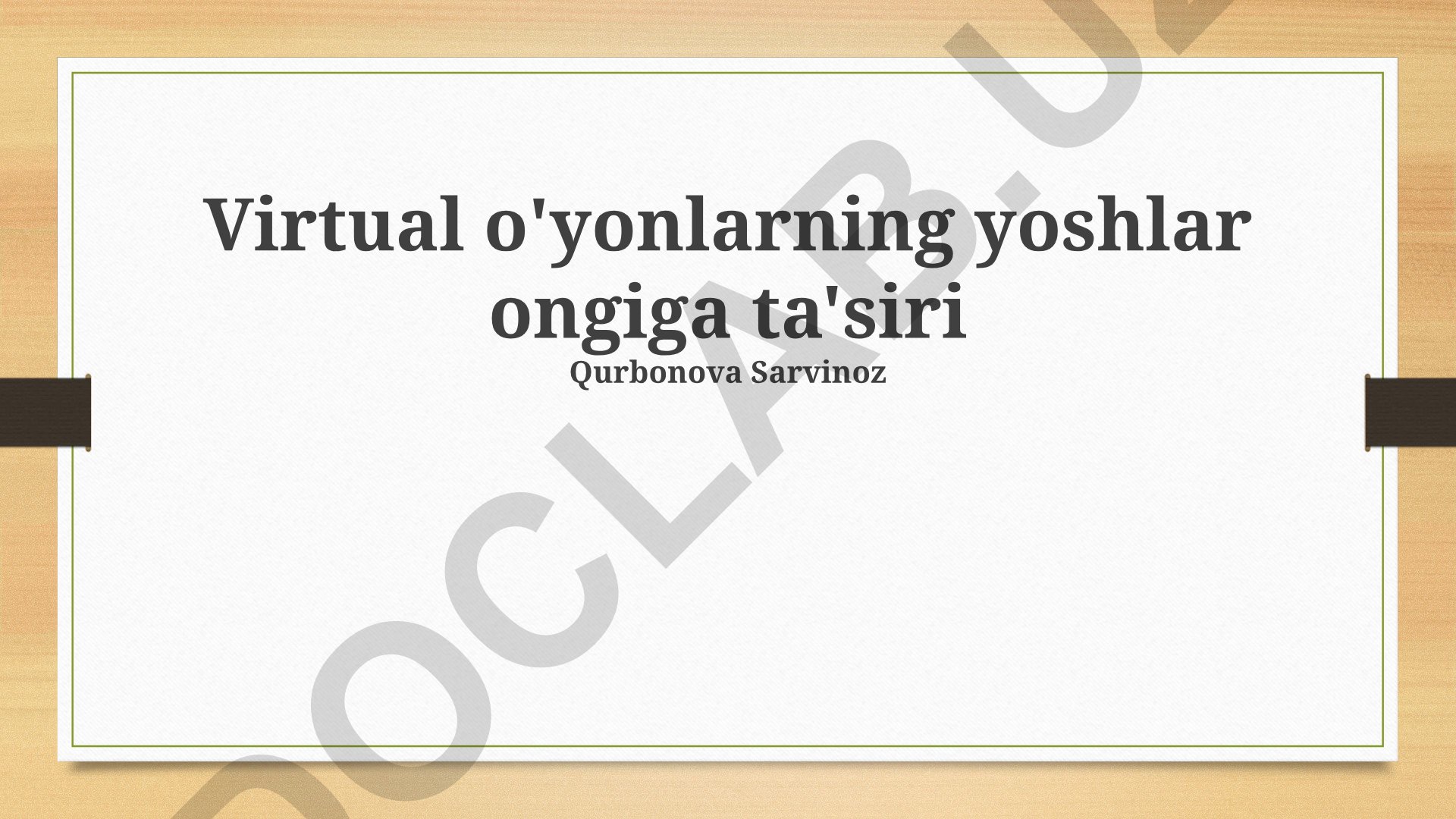 Virtual o'yinlarning yoshlar ongiga ta'siri