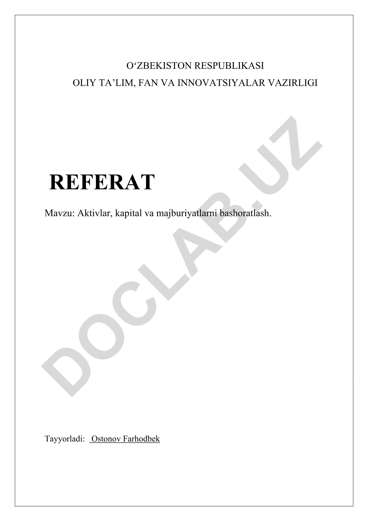 Aktivlar, kapital va majburiyatlarni bashoratlash