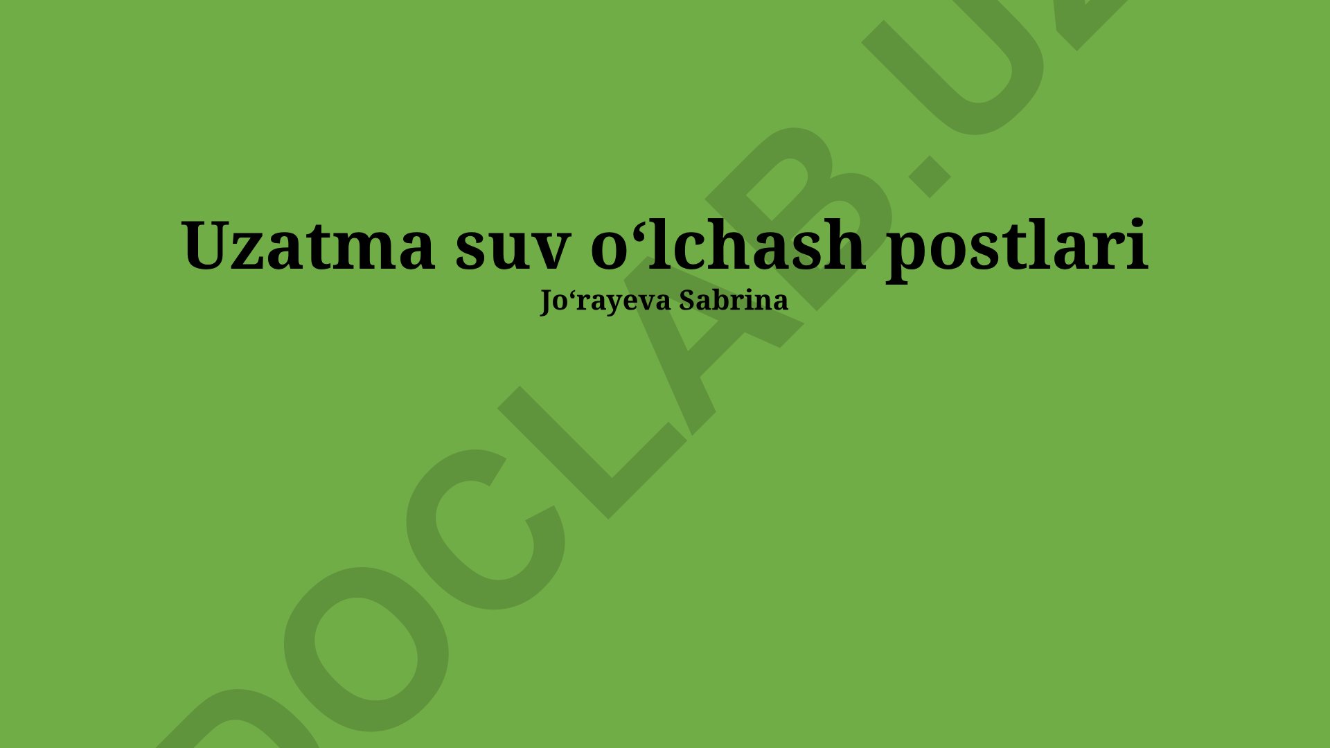 Suv o'lchash stantsiyalarini kengaytirish loyihasi