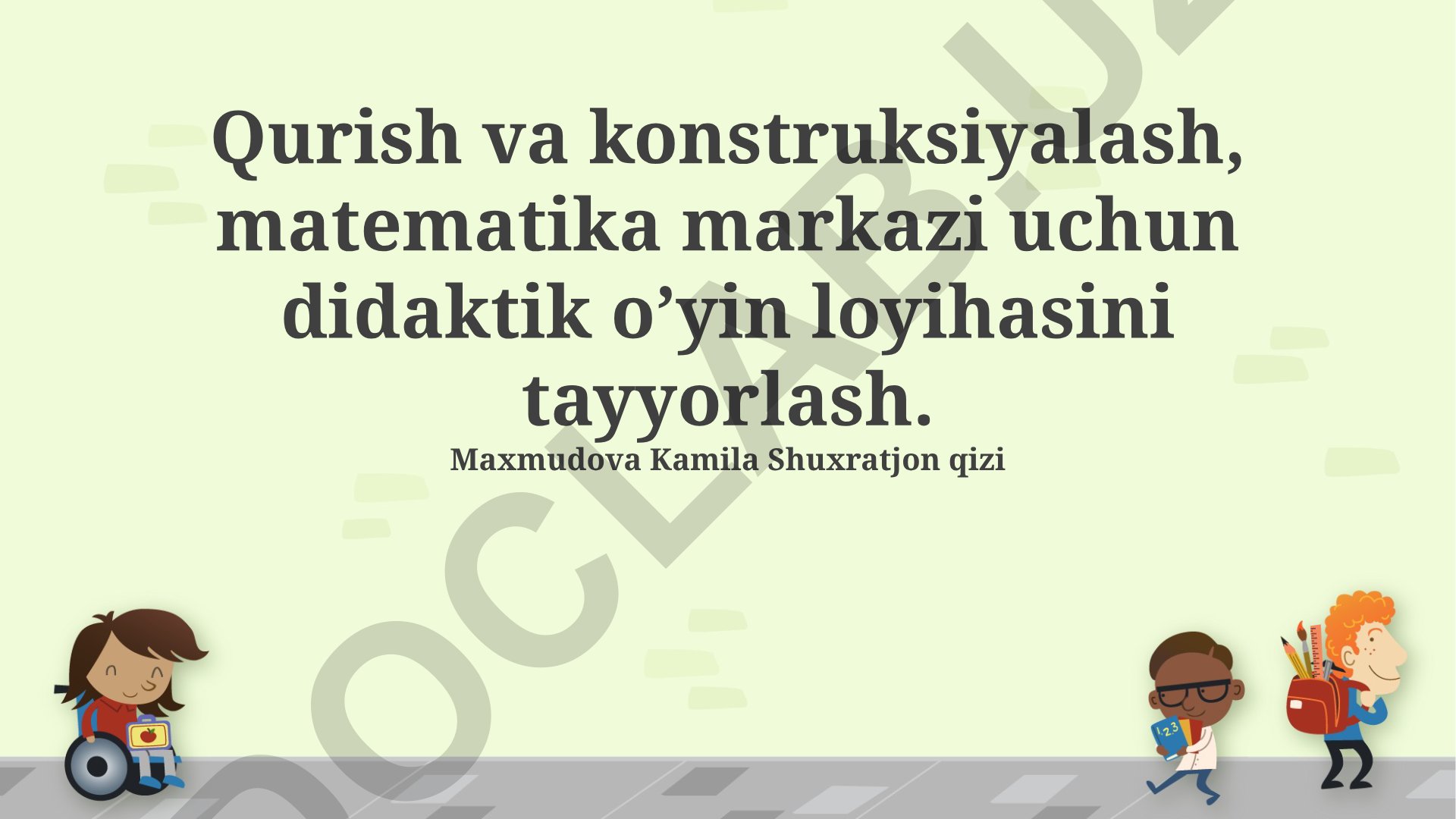 Matematika markazi uchun didaktik o'yin loyihasi
