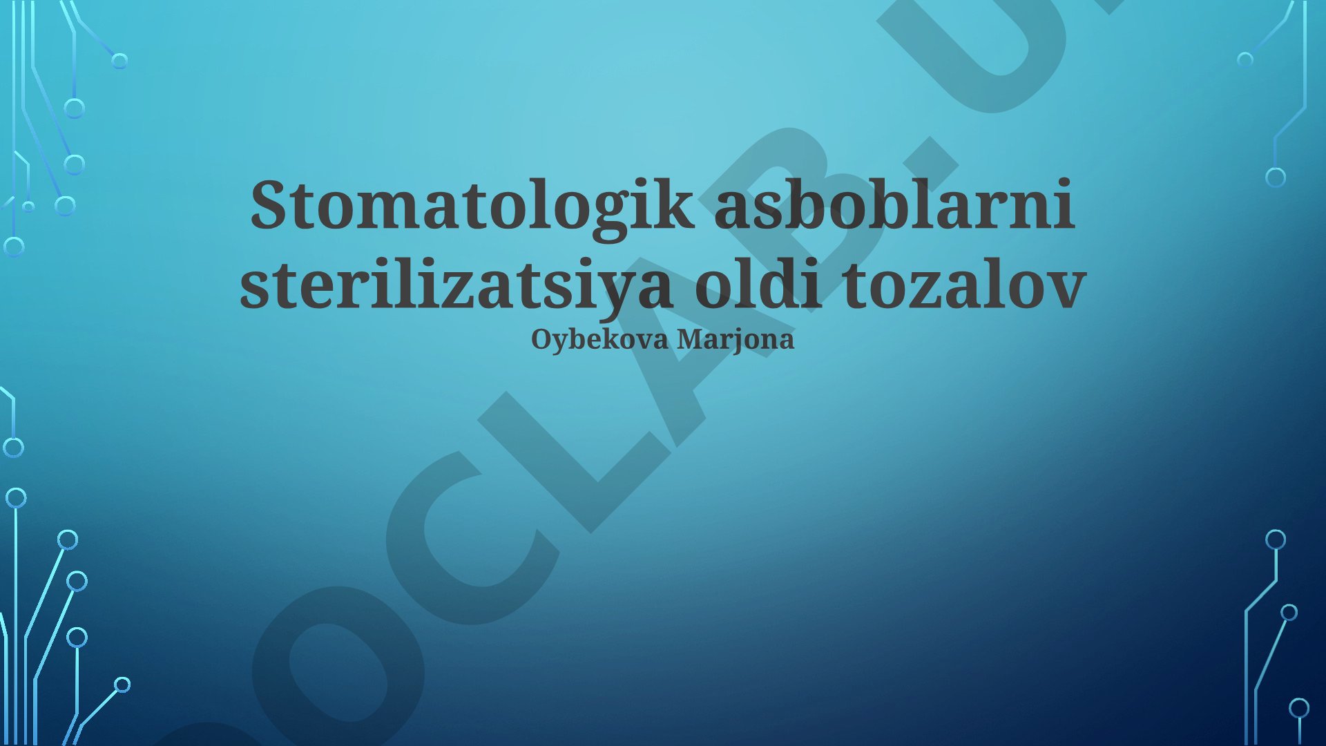 Stomatologik asboblarni sterilizatsiya oldi tozalash