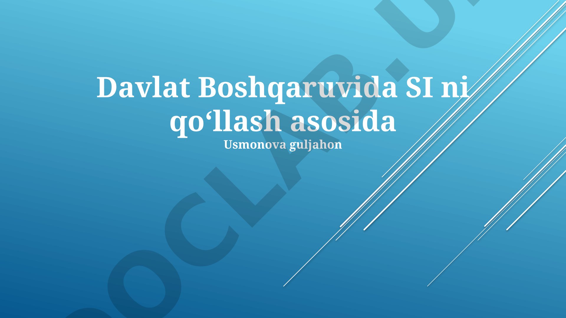 Davlat Boshqaruvida Sun'iy Intellektni Qo'llash