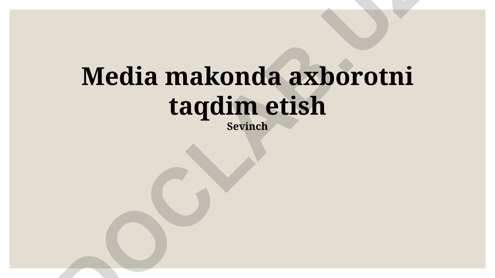 Media makonda axborotni taqdim etish va tahlil qilish