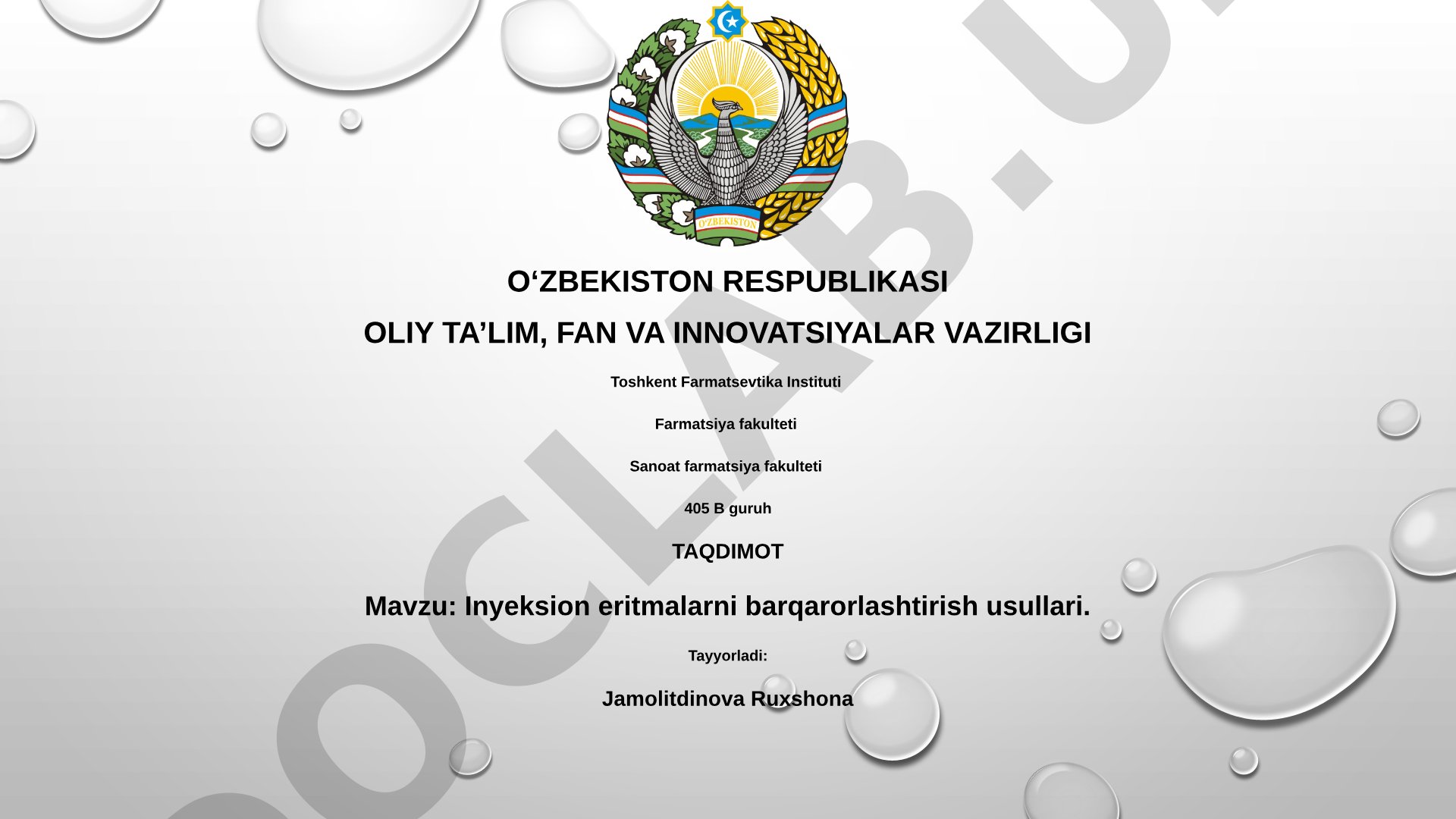 Inyeksion eritmalarni barqarorlashtirish usullari