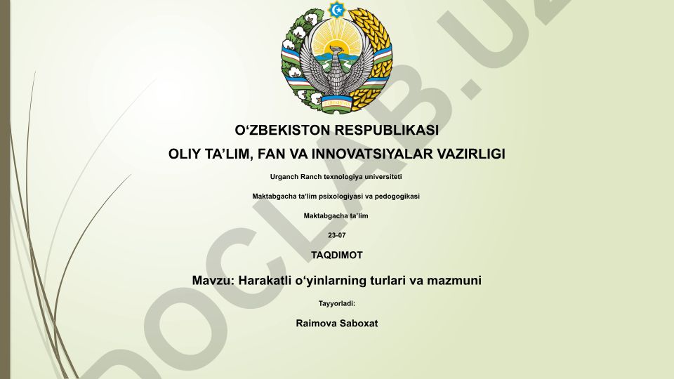 Harakatli o‘yinlarning turlari va mazmuni