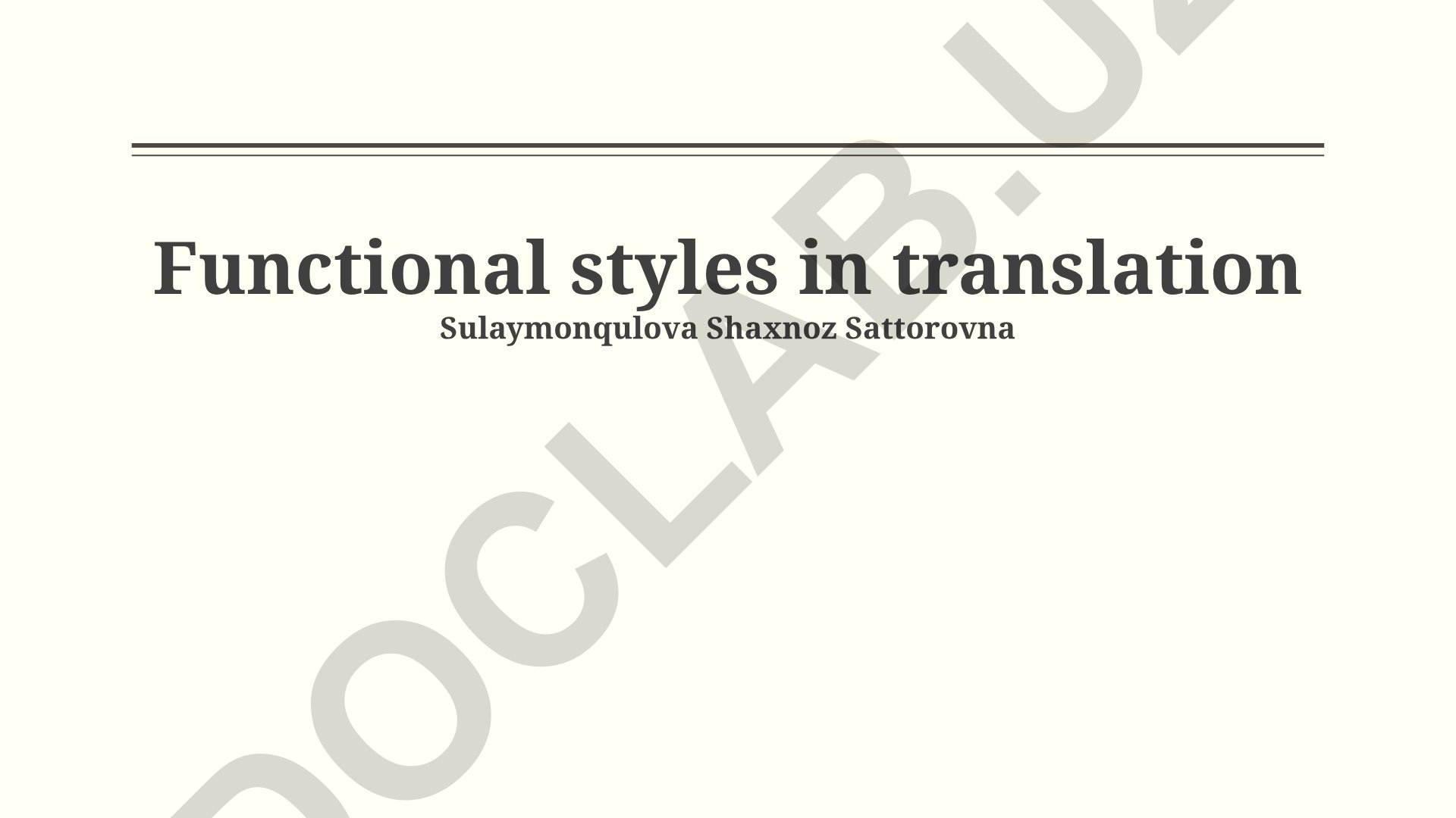 Functional styles in translation