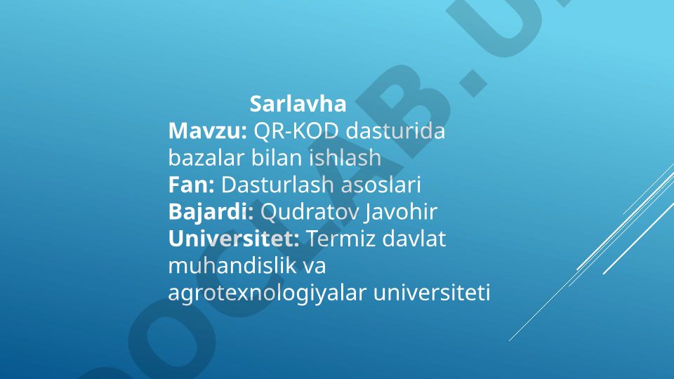 QR-KOD dasturida bazalar bilan ishlash