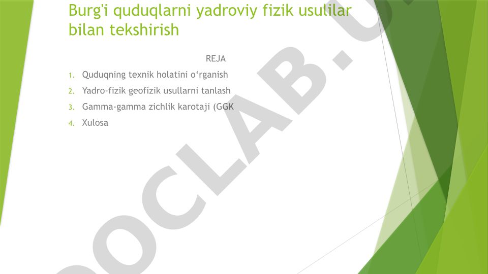 Burg'ilash quduqlarini yadroviy-fizik usullar bilan tekshirish