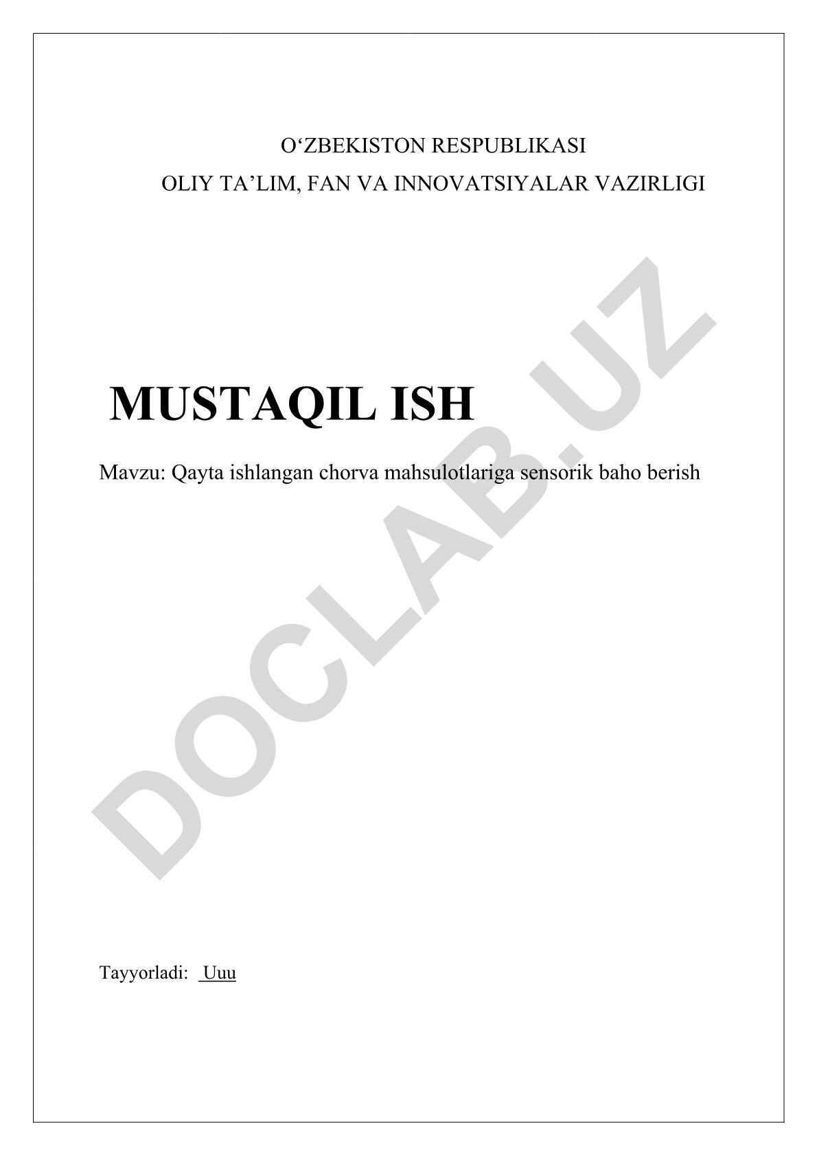 Qayta ishlangan chorva mahsulotlariga sensorik baho berish