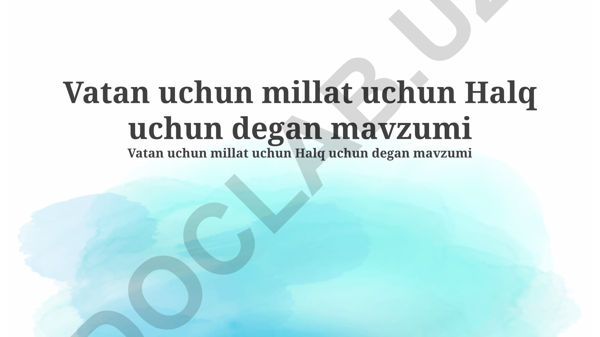 Vatan uchun millat uchun xalq uchun fidoyilik va mas'uliyat