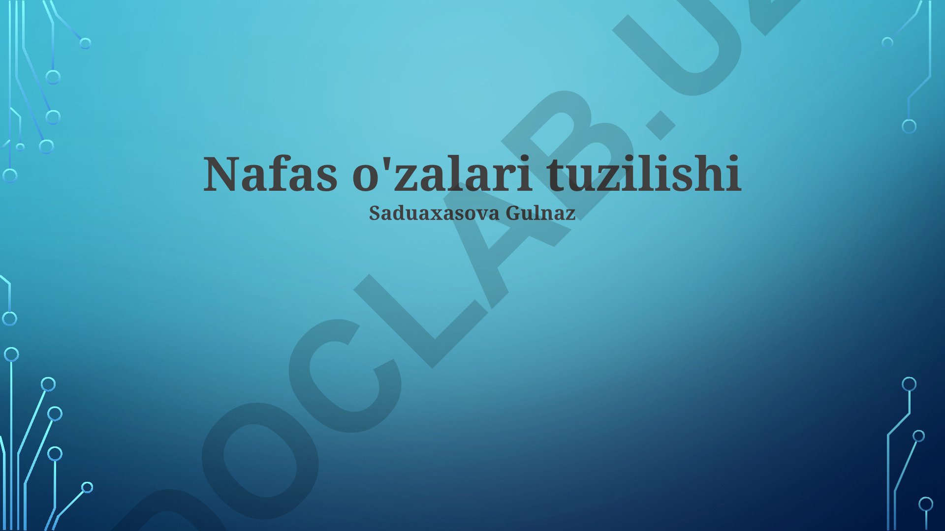 Nafas olish tizimining anatomiyasi va fiziologiyasi