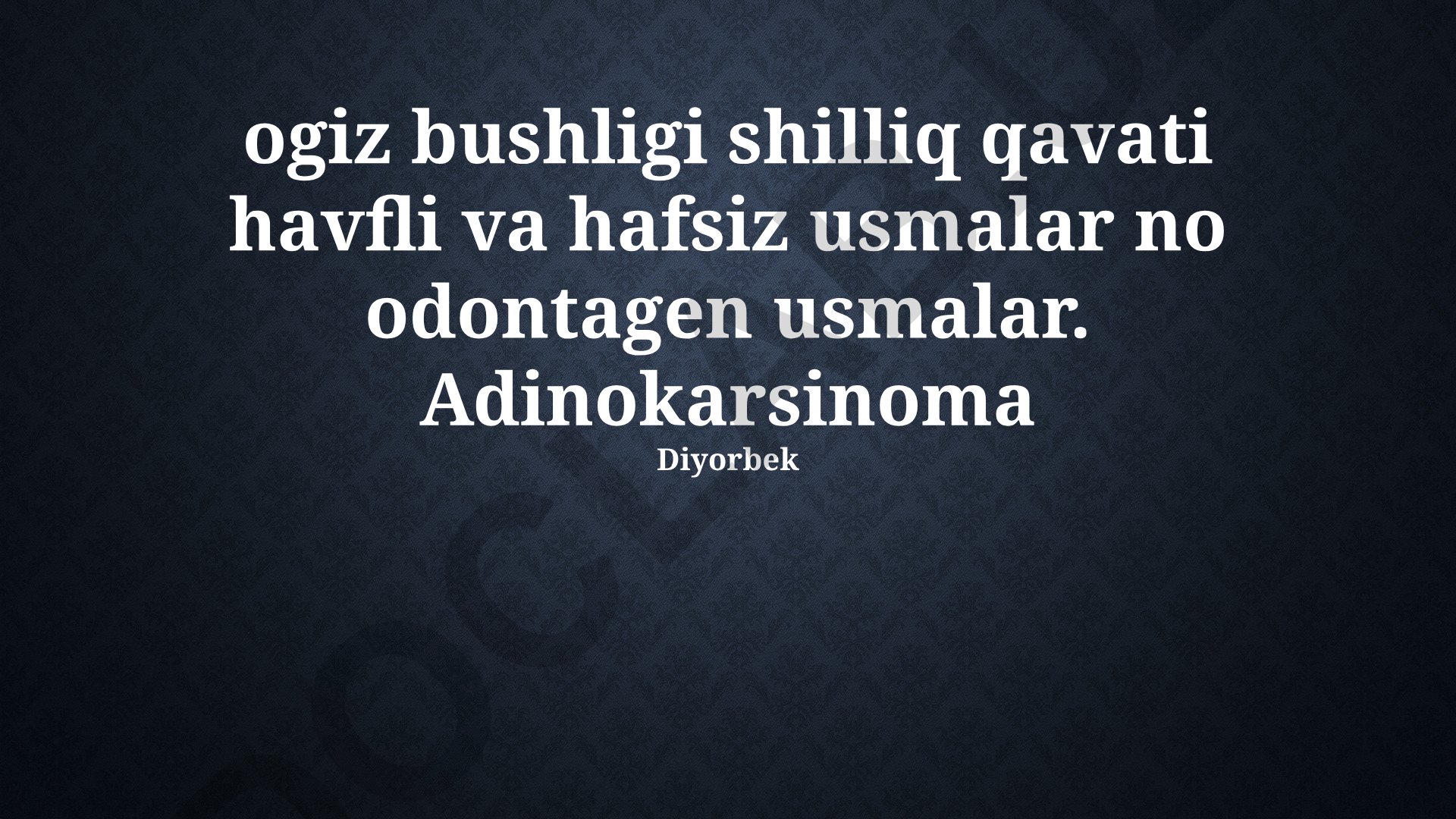 Ogʻiz boʻshligʻi va ovqat hazm qilish tizimi shilliq qavatining oʻsmalari