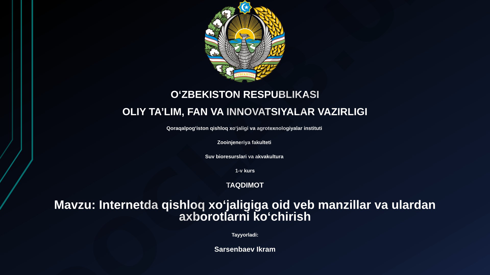 Internetda qishloq xoʻjaligiga oid veb manzillar va ulardan axborotlarni koʻchirish