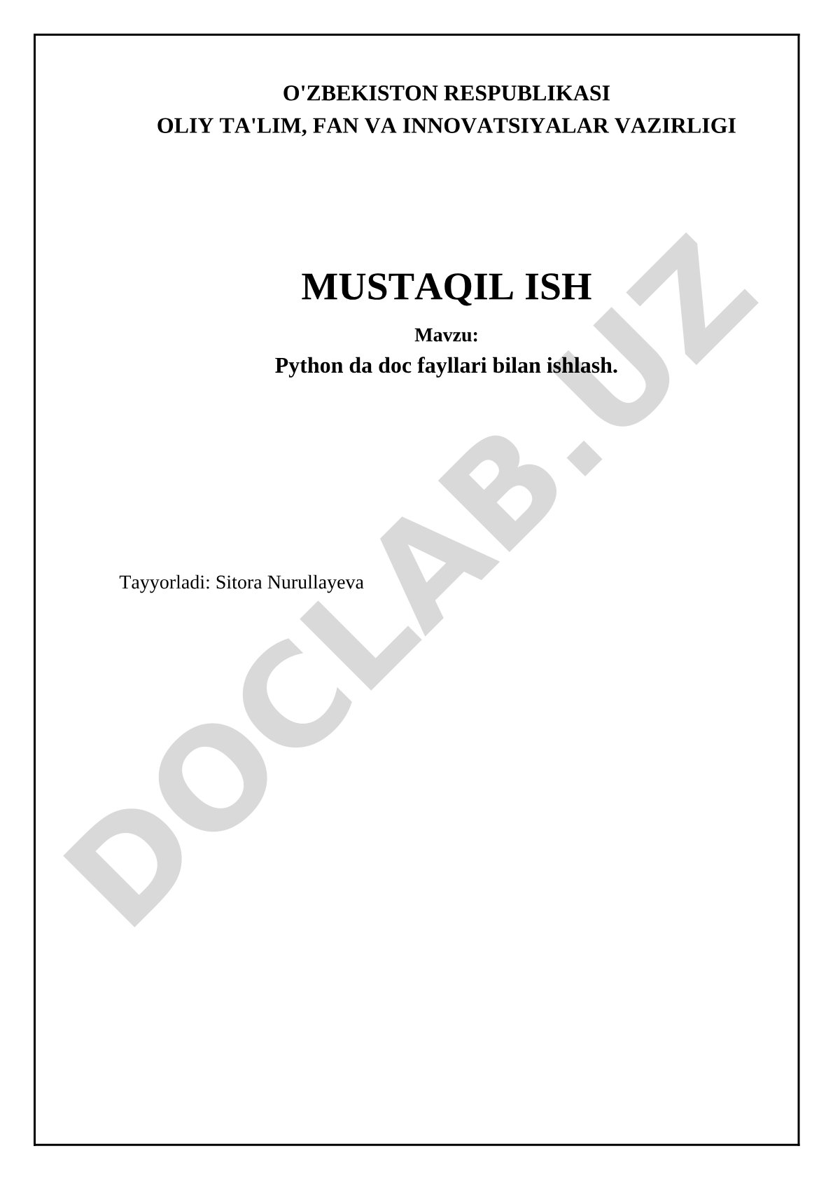 Python da doc fayllari bilan ishlash
