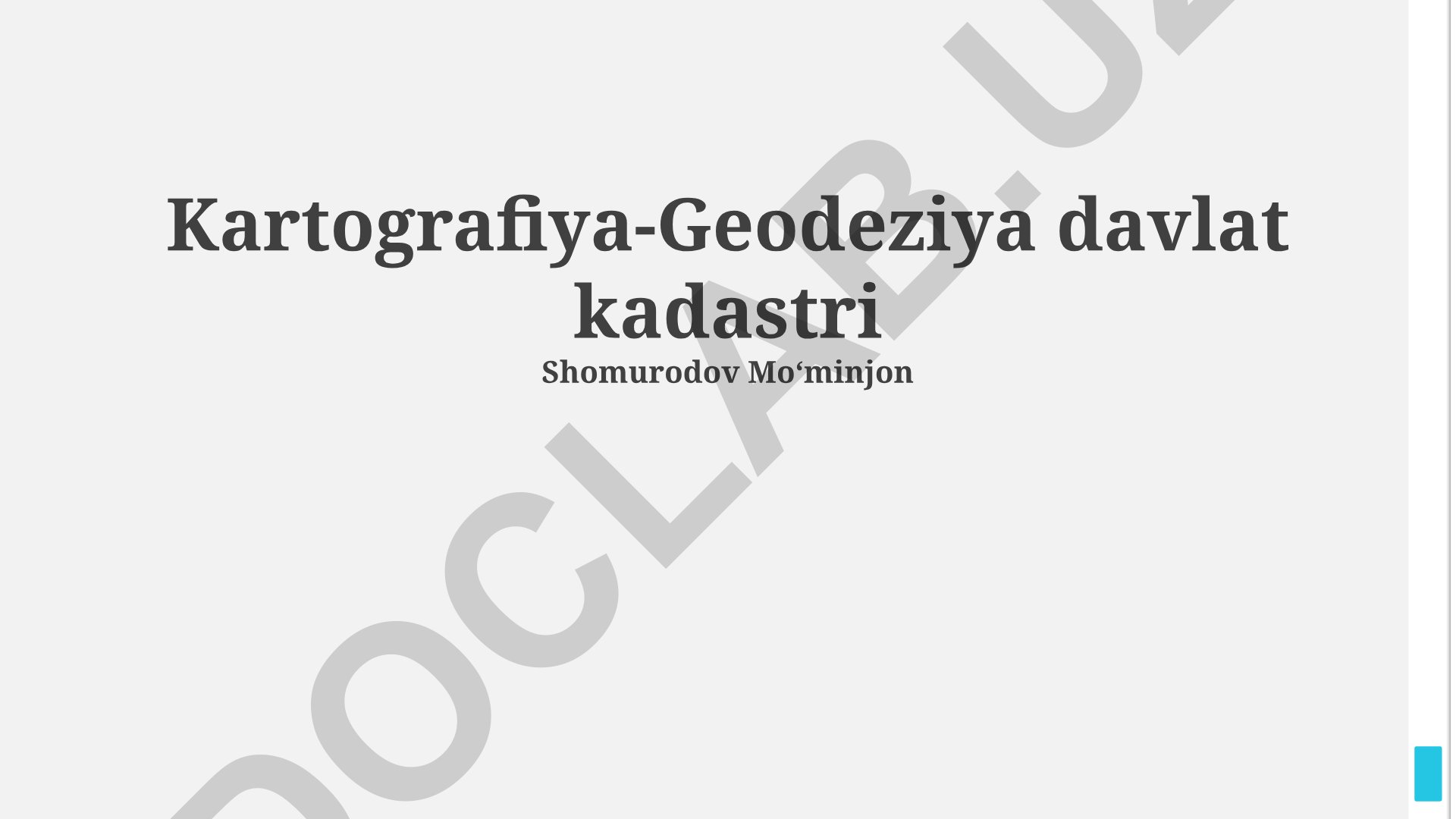 Kartografiya-geodeziya kadastri: Davlat siyosati va istiqbollar