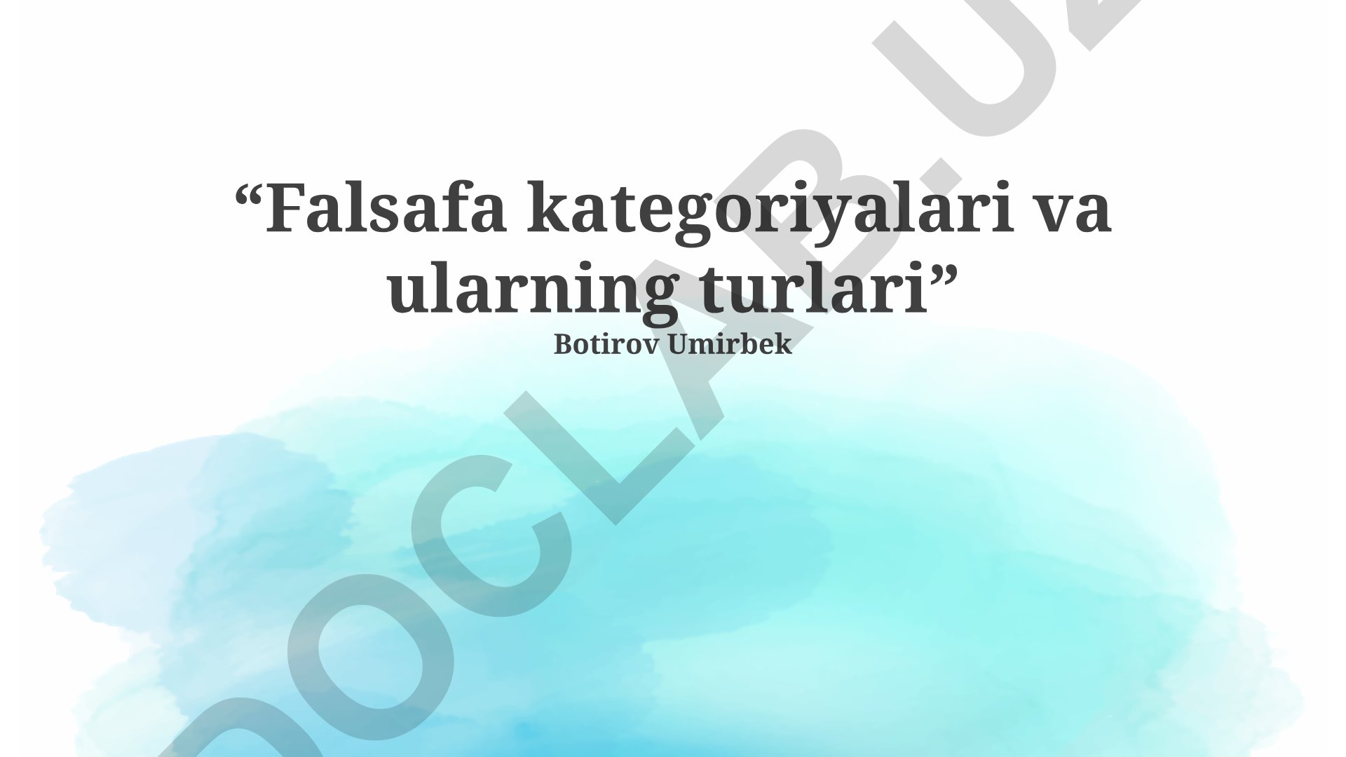 Falsafa kategoriyalari va ularning turlari