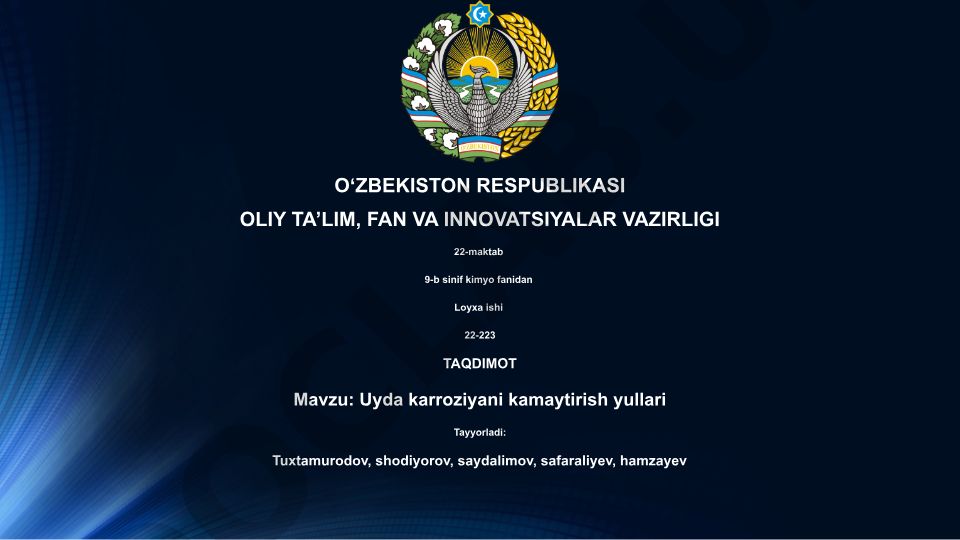 Uyda karroziyani kamaytirish yullari