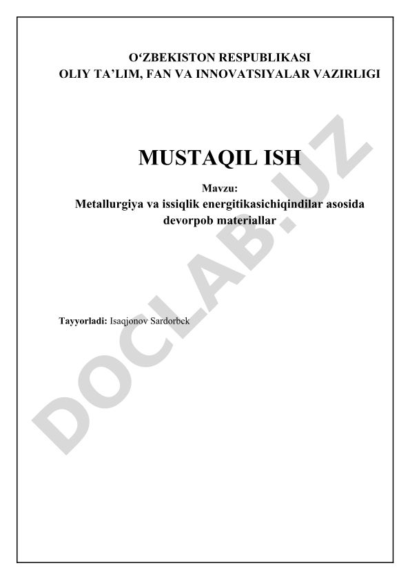 Metallurgiya va issiqlik energetikasi chiqindilaridan devulkanizatsiya materiallari