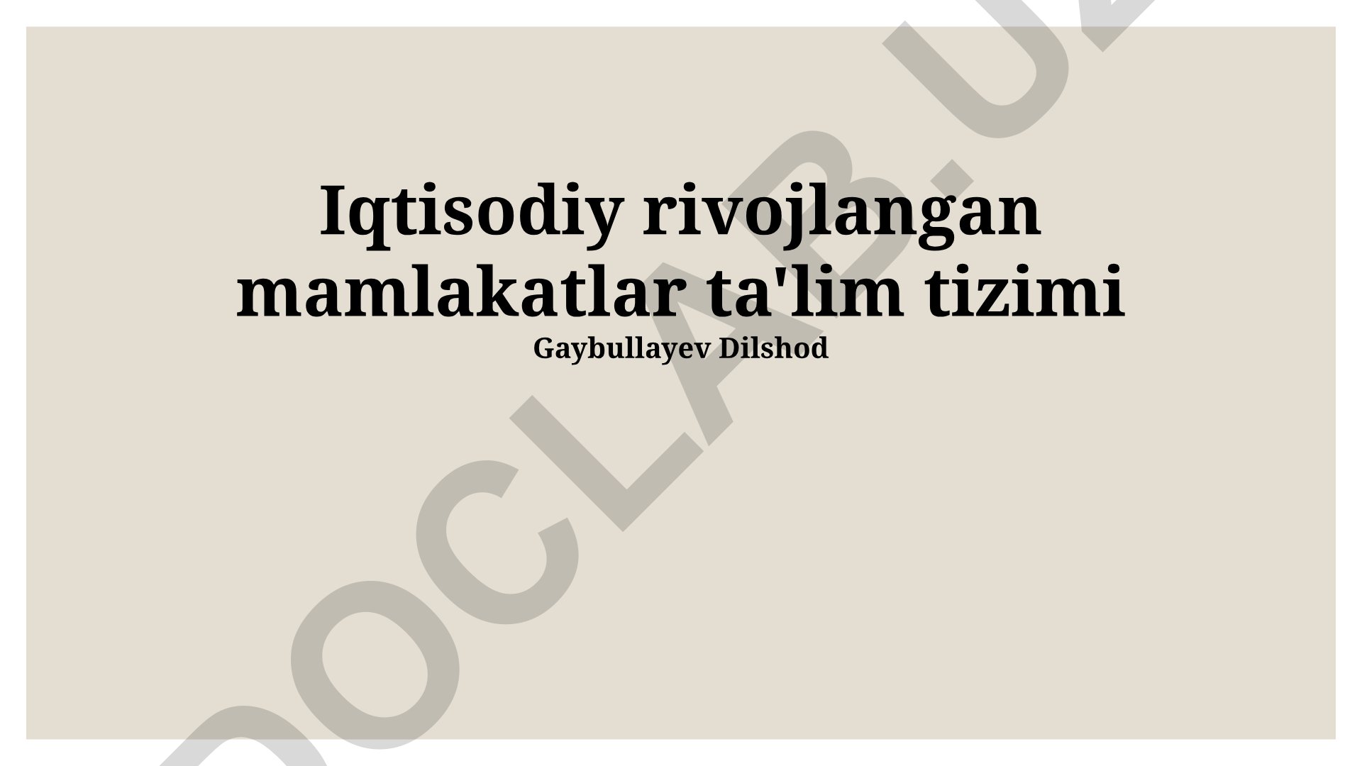 Iqtisodiy rivojlangan mamlakatlar ta'lim tizimi