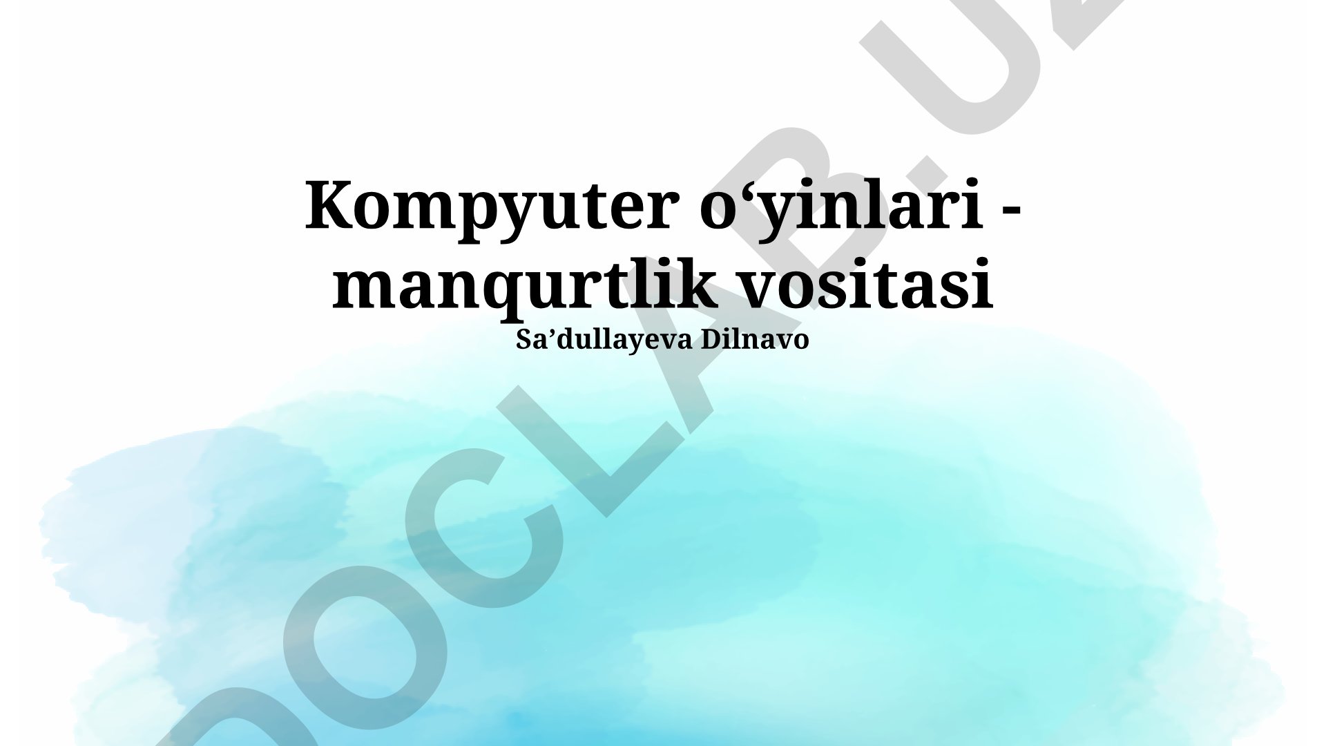 Kompyuter o'yinlari - manqurtlik vositasi