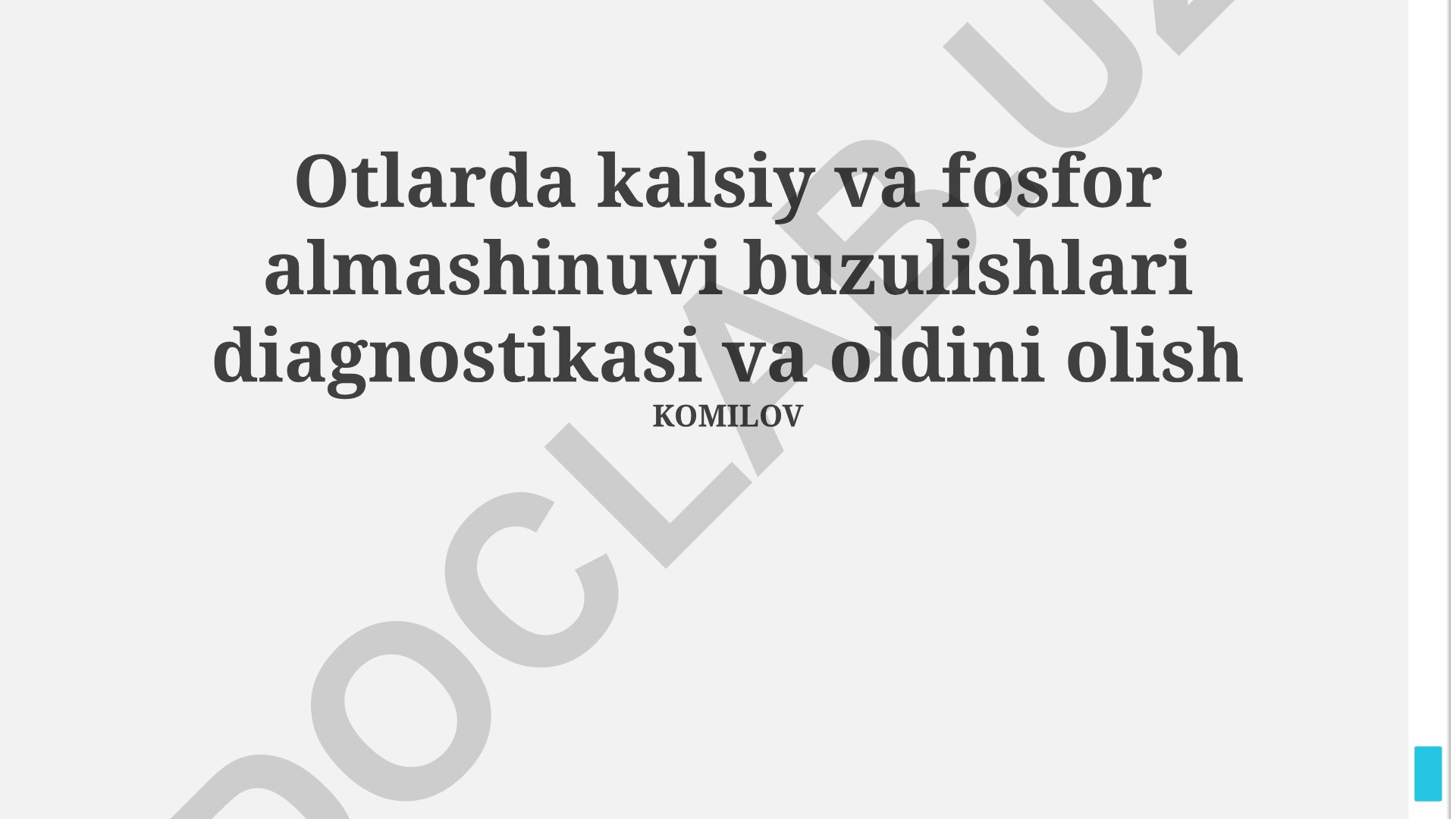Otlarda kalsiy va fosfor almashinuvi buzulishlari diagnostikasi va oldini olish