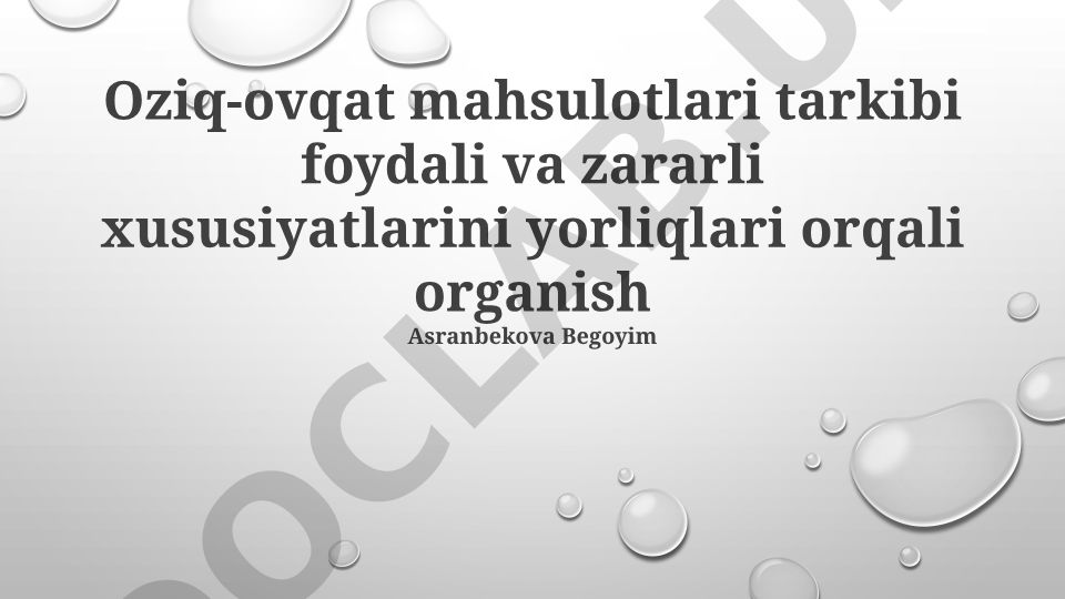Oziq-ovqat mahsulotlari yorliqlarini o'qish va tushunish