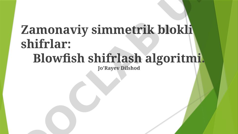 Zamonaviy simmetrik blokli shifrlar: Blowfish shifrlash algoritmi