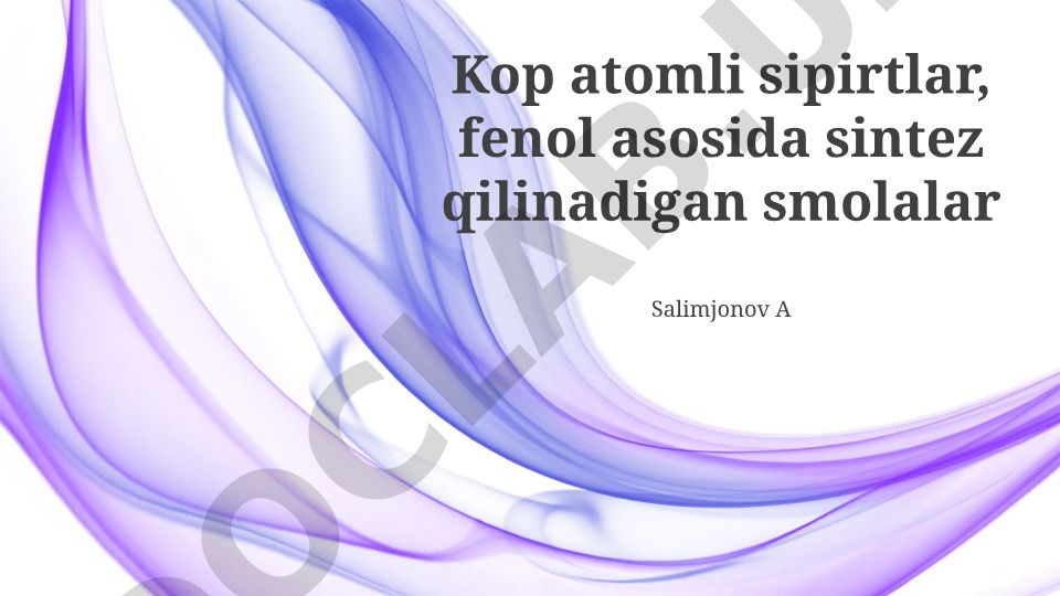 Mis atomli spirtlar va fenol asosidagi smolalar