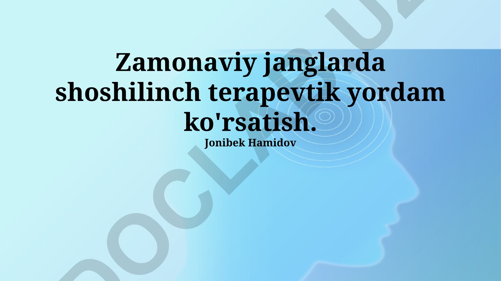 Zamonaviy janglarda shoshilinch terapevtik yordam ko'rsatish