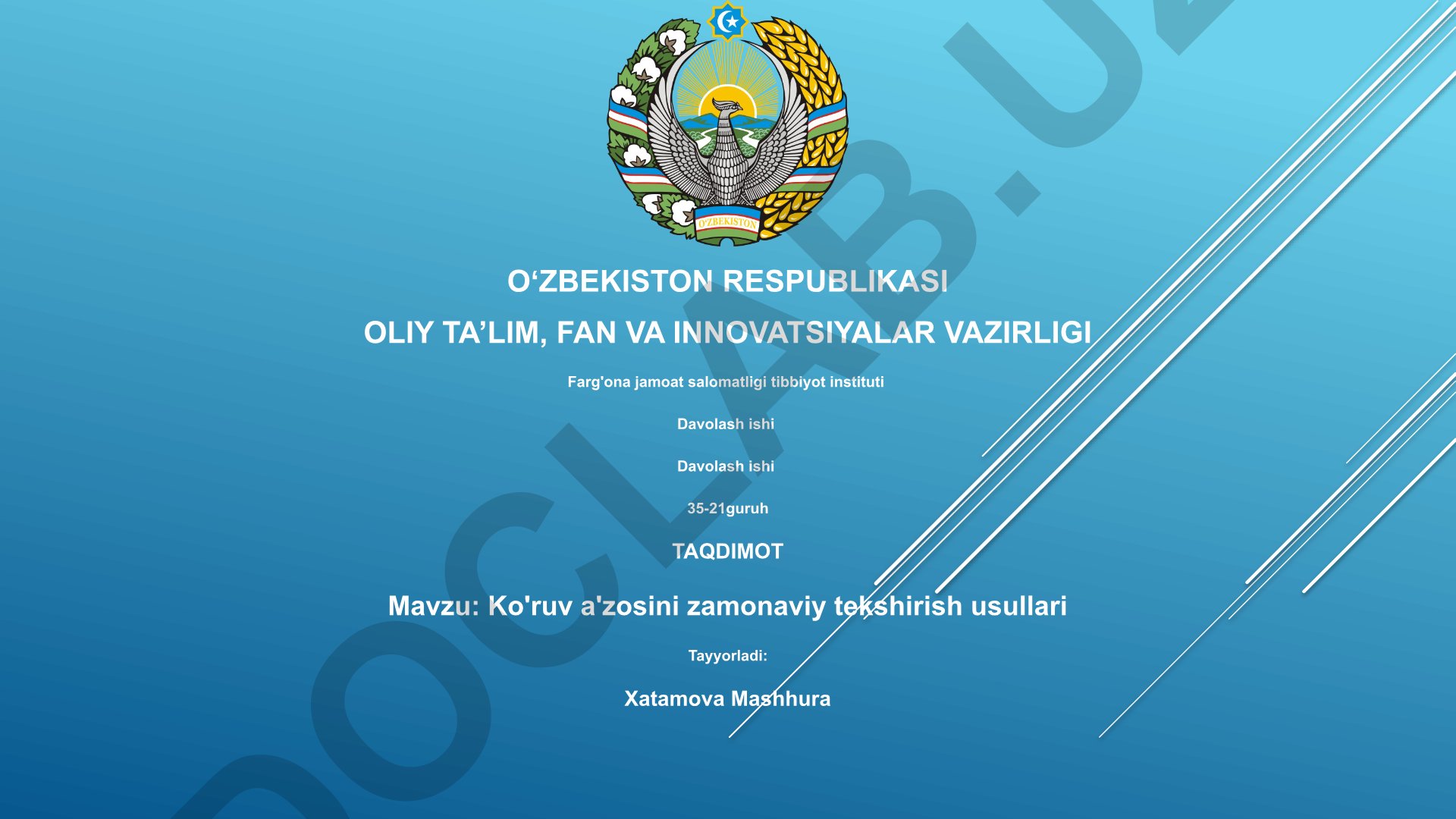 Ko'ruv a'zosini zamonaviy tekshirish usullari