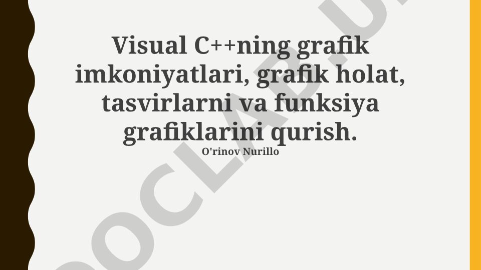 Visual C++ da grafik imkoniyatlar va funksiya grafiklarini qurish