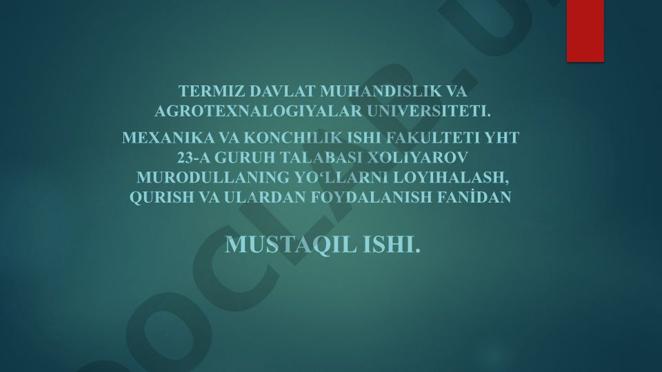 Yo‘l to‘shamasida zamonaviy innovatsion materiallarni qo‘llash masalalari