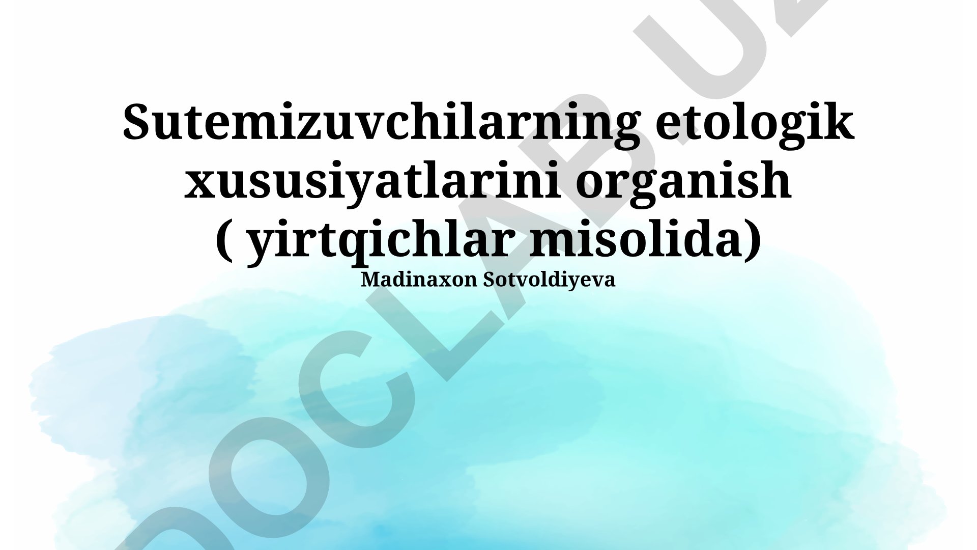 Yirtqichlarning etologik xususiyatlarini o'rganish