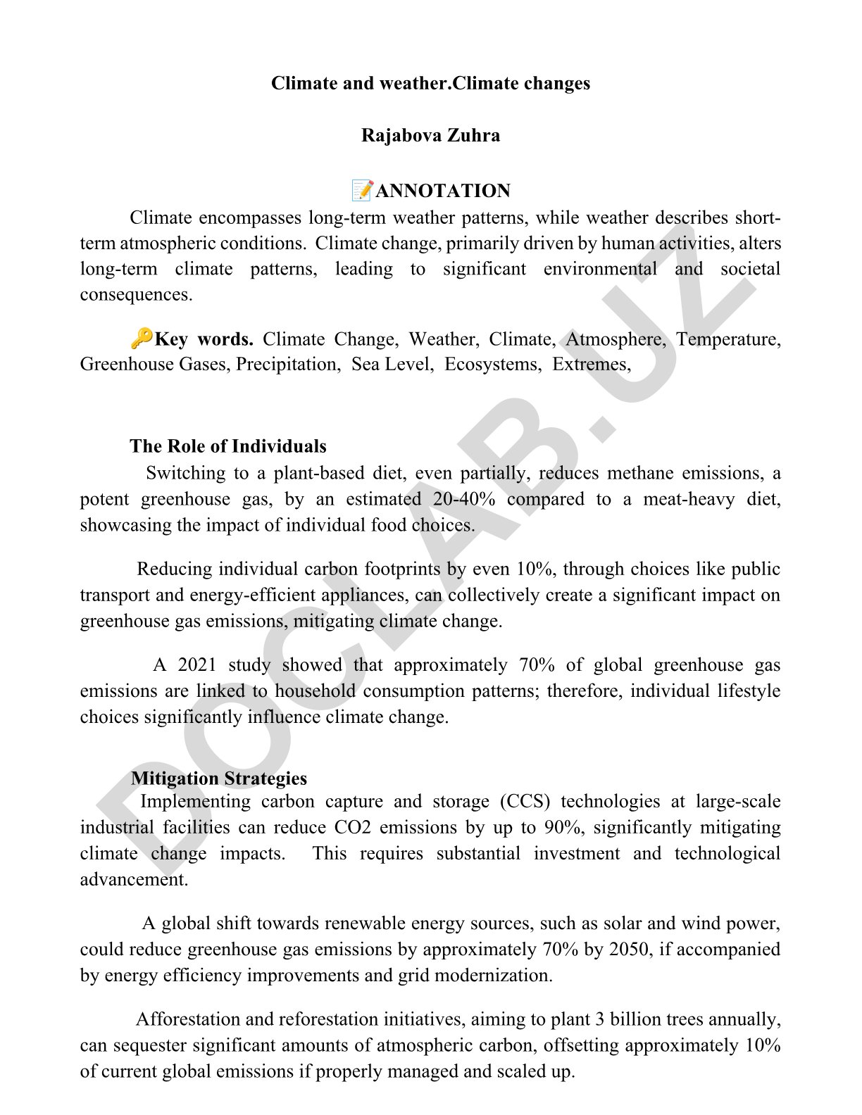 Climate and weather. Climate changes
