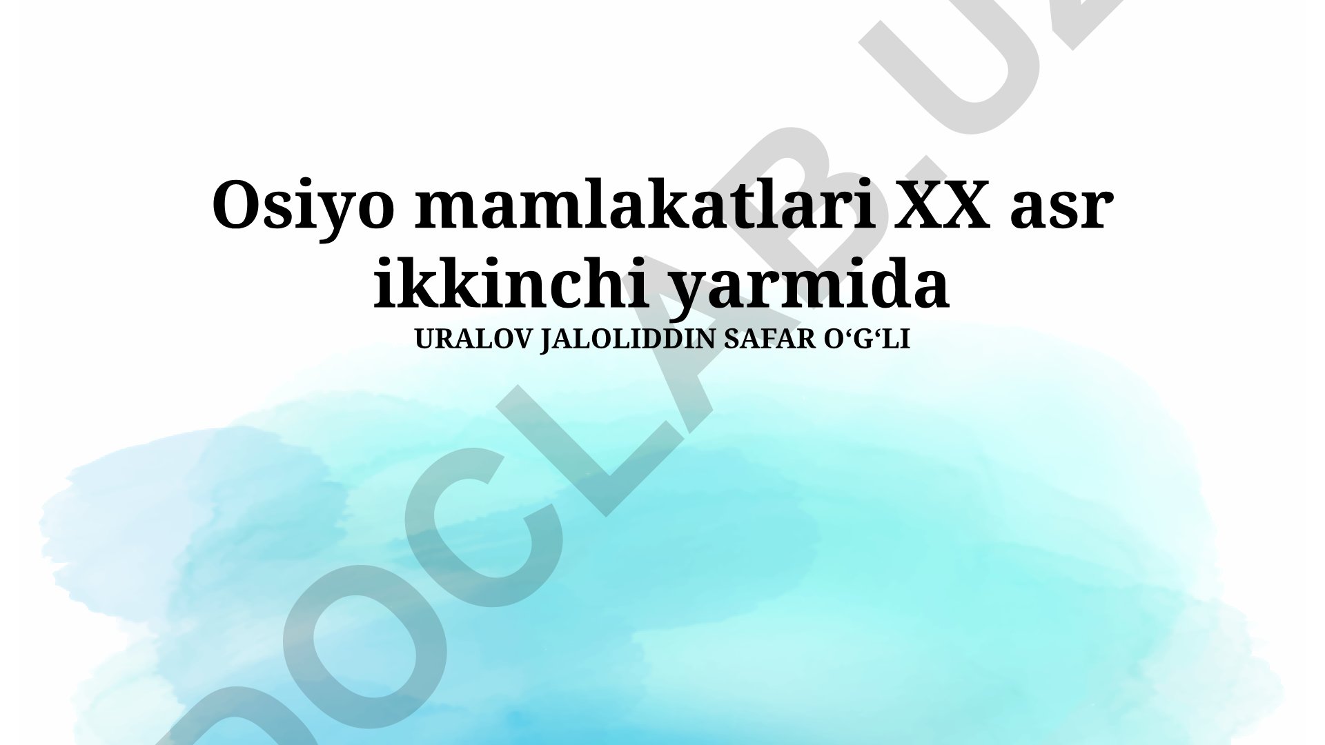 Markaziy Osiyo mamlakatlari XX asr ikkinchi yarmida