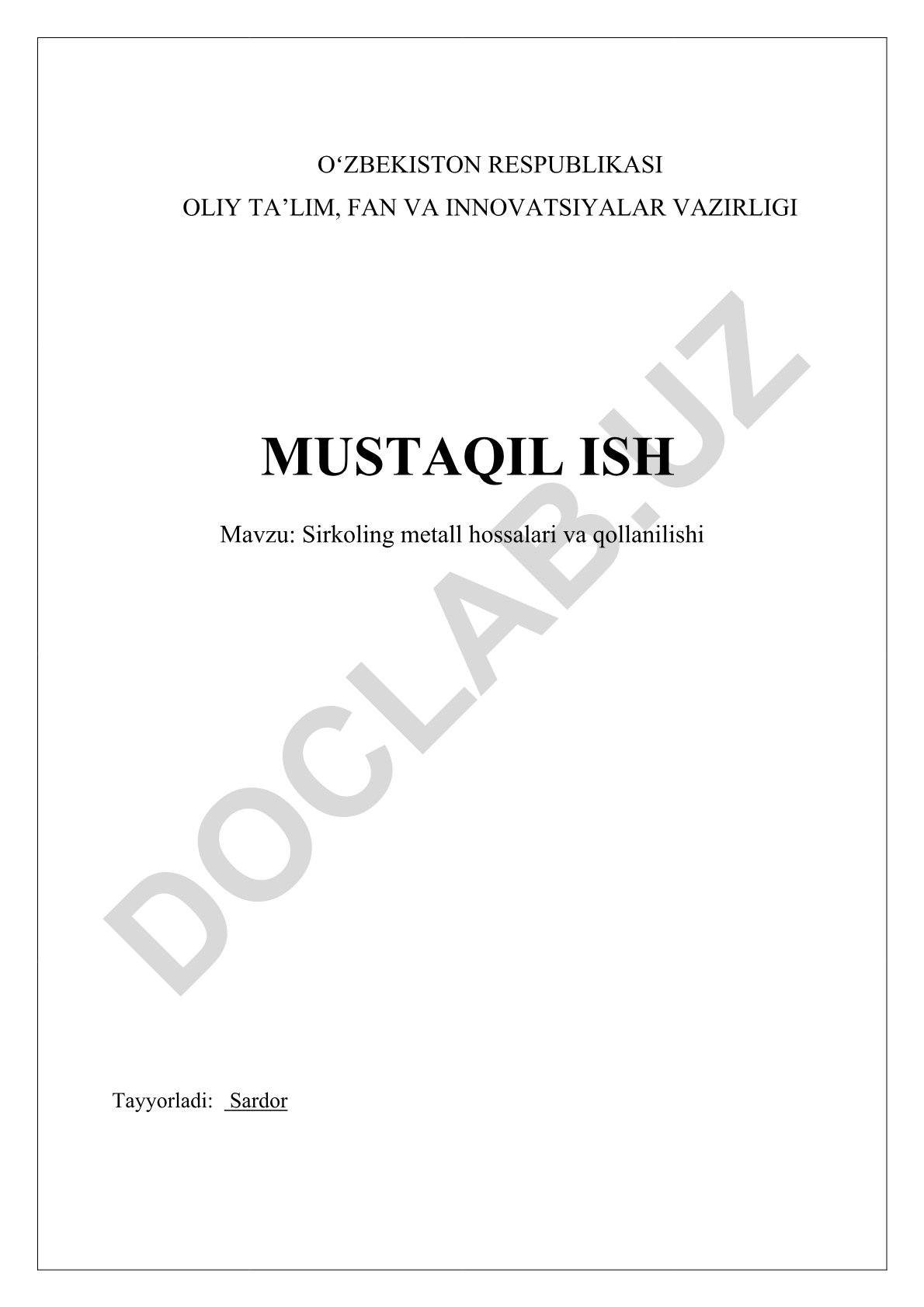 Sirkoling metall hossalari va qollanilishi