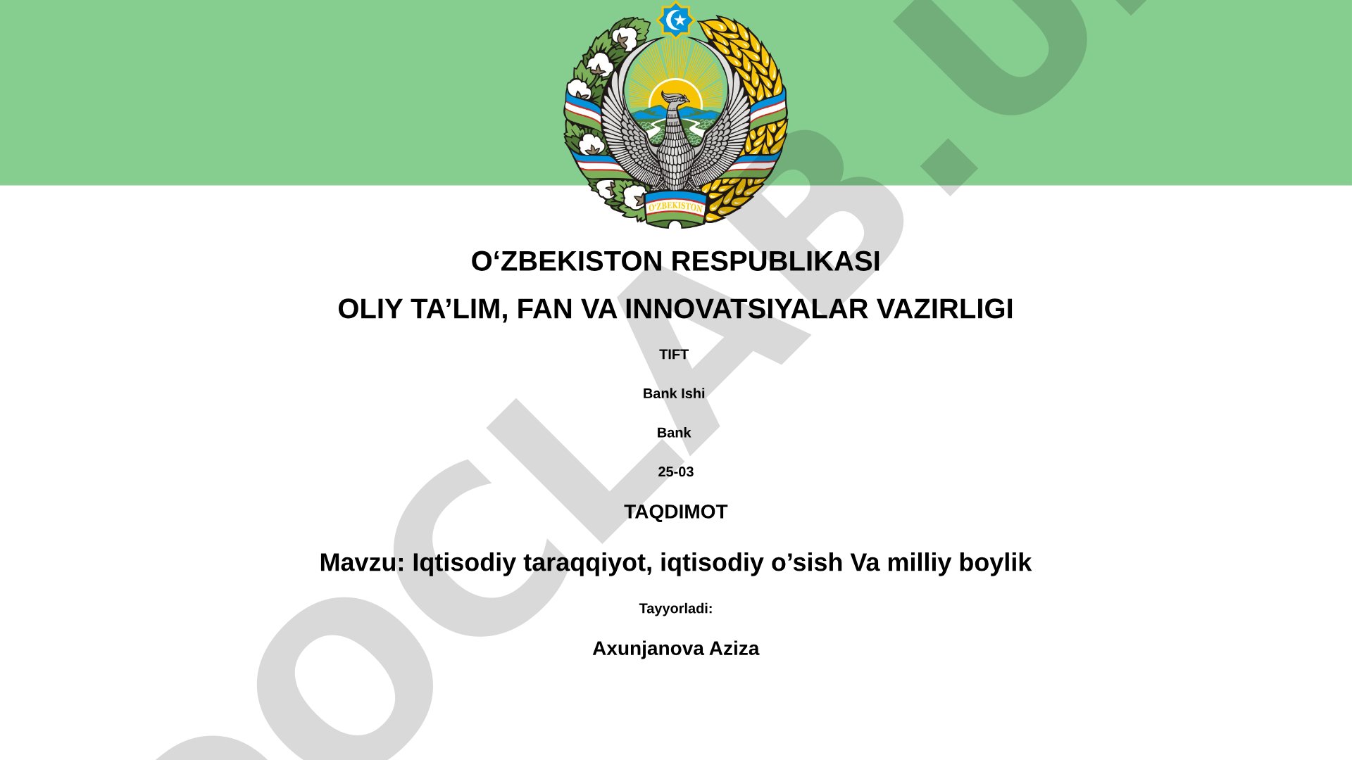 Iqtisodiy taraqqiyot, iqtisodiy o'sish va milliy boylik
