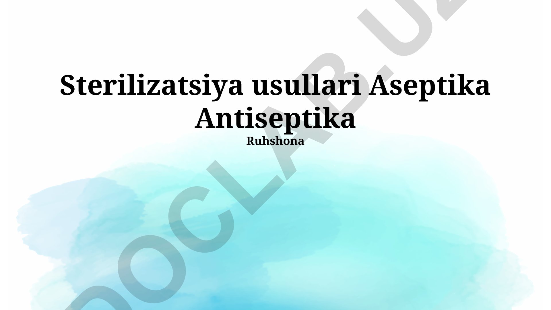 Sterilizatsiya, aseptika va antiseptika usullari